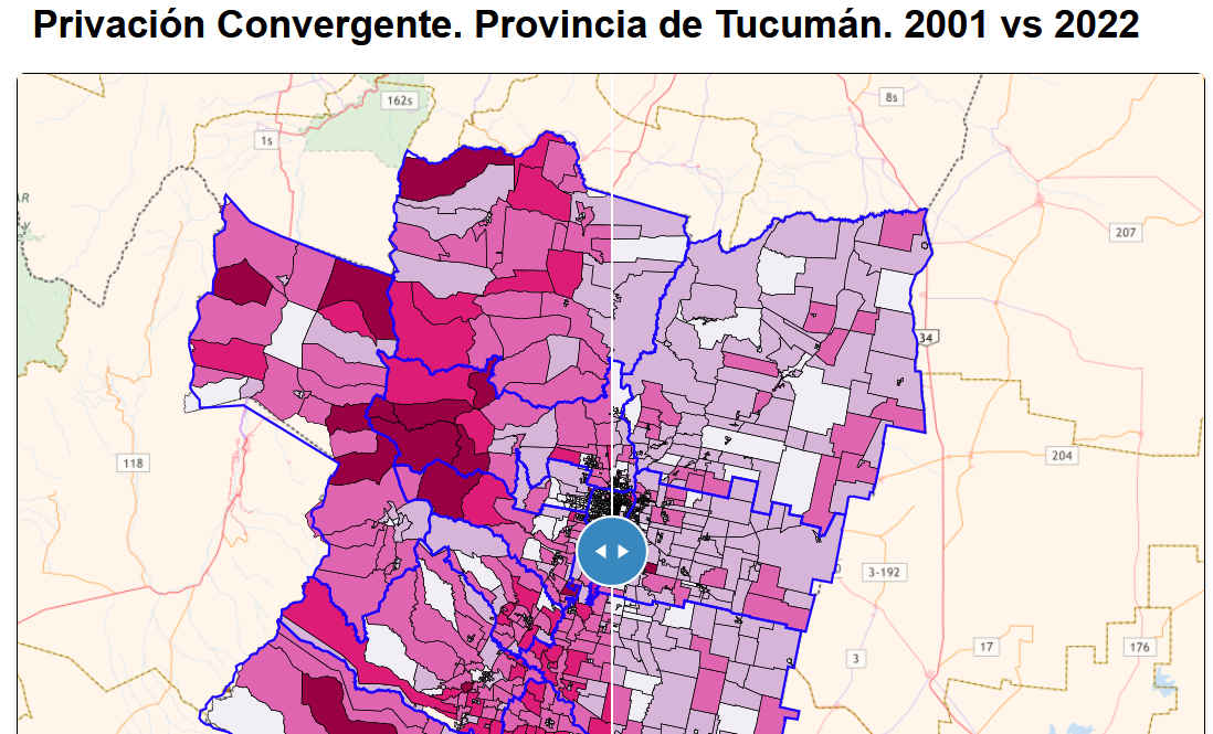 Captura del comparador Tucumán 2001 vs 2022
